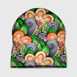 Шапка Объемные лепестки цветов и листья, цвет: 3D-принт
