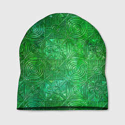 Шапка Узорчатый зеленый стеклоблок имитация, цвет: 3D-принт