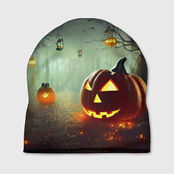 Шапка Тыква на Хэллоуин в ночном туманном лесу, цвет: 3D-принт