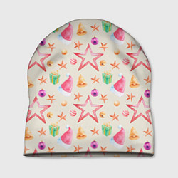 Шапка Новогодние звезды и шарики, цвет: 3D-принт