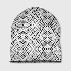 Шапка Геометрический узор в серо белых тонах, цвет: 3D-принт