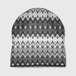 Шапка Серый геометрический полосатый орнамент, цвет: 3D-принт