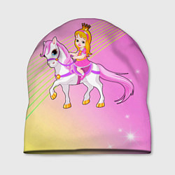 Шапка Принцесса с золотыми волосами на лошади