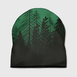 Шапка Зелёный туманный лес, цвет: 3D-принт