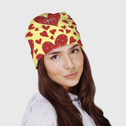 Шапка Надпись love в красном сердце, цвет: 3D-принт — фото 2