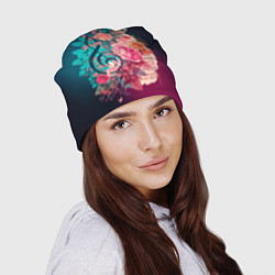 Шапка Цветы и музыкальная нота, цвет: 3D-принт — фото 2