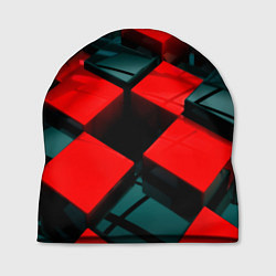 Шапка Кубы геометрии красный и чёрный, цвет: 3D-принт