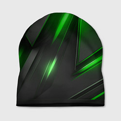 Шапка Черные пластины с зеленым свечением, цвет: 3D-принт