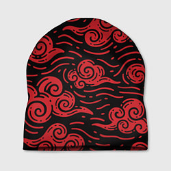 Шапка Японский орнамент - красные облака, цвет: 3D-принт