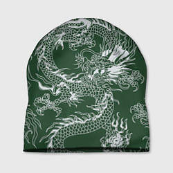 Шапка Татуировка дракона на зеленом фоне
