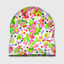 Шапка Разноцветное конфетти на белом, цвет: 3D-принт