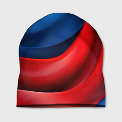Шапка Абстракция белый синий красный, цвет: 3D-принт