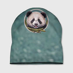 Шапка Милая мордочка панды с бамбуком, цвет: 3D-принт