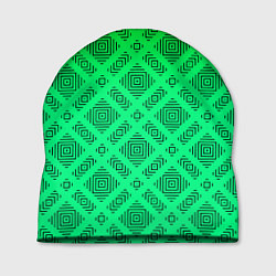 Шапка Желто-зеленый градиентный фон с геометрическим узо, цвет: 3D-принт
