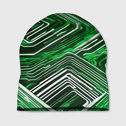 Шапка Кибер линии Зелёный-белый
