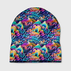 Шапка Разноцветные причудливые волны, цвет: 3D-принт