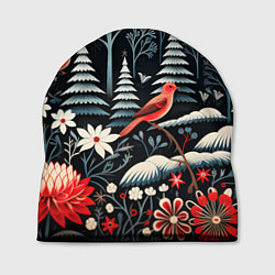 Шапка Новогодний лес и птицы, цвет: 3D-принт
