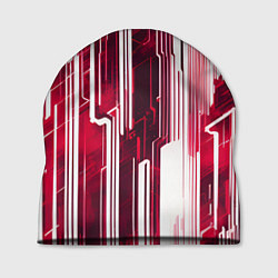 Шапка Киберпанк полосы белый и красный