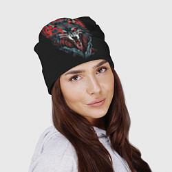 Шапка Логотип рок группы Алиса на фоне волка, цвет: 3D-принт — фото 2