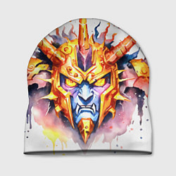 Шапка Агрессивный оранжевый робот акварель, цвет: 3D-принт