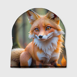 Шапка Портрет лисы в осеннем лесу, цвет: 3D-принт