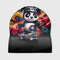 Шапка Панда - крутой скейтбордист на фоне граффити, цвет: 3D-принт