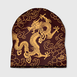 Шапка Черно-золотая гравюра дракона