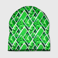 Шапка Зелёные треугольники и белые полосы, цвет: 3D-принт
