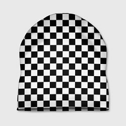 Шапка Шахматное поле чёрно-белый, цвет: 3D-принт
