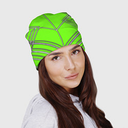 Шапка Белые полосы на зелёном фоне, цвет: 3D-принт — фото 2