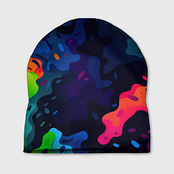 Шапка Яркие кислотная разноцветные пятна в виде камуфляж, цвет: 3D-принт