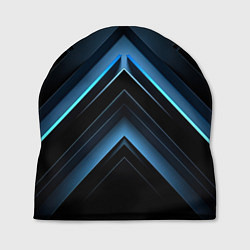 Шапка Черная абстракция с синим неоновым ярким свечением, цвет: 3D-принт
