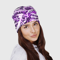 Шапка Белые клыки на розовом фоне, цвет: 3D-принт — фото 2