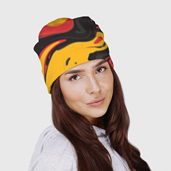 Шапка Красные желтые оранжевые пятна краски, цвет: 3D-принт — фото 2