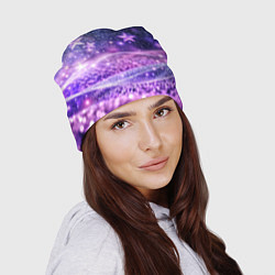 Шапка Абстрактные звезды в фиолетовых искрах, цвет: 3D-принт — фото 2