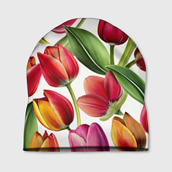 Шапка Паттерн с тюльпанами, цвет: 3D-принт