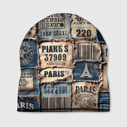 Шапка Пэчворк джинсы из Парижа, цвет: 3D-принт