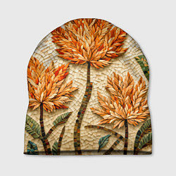 Шапка Мозаика осенняя листва в теплых тонах, цвет: 3D-принт