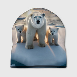 Шапка Polar bear with her cubs - ai art