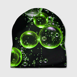 Шапка Зеленые пузыри на черном