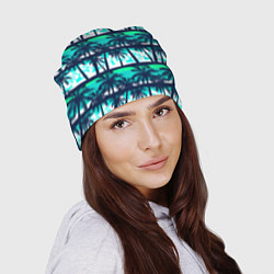 Шапка Тропический франжипани с пальмами, цвет: 3D-принт — фото 2