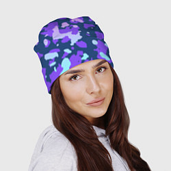 Шапка Паттерн с розовыми фиолетовыми и голубыми пятнами, цвет: 3D-принт — фото 2