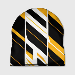 Шапка Black and yellow stripes on a white background, цвет: 3D-принт