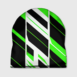 Шапка Black and green stripes on a white background, цвет: 3D-принт