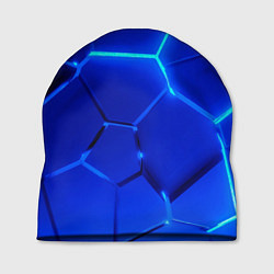 Шапка Яркие синие неоновые плиты в разломе, цвет: 3D-принт