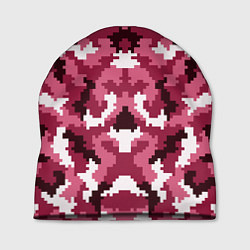 Шапка Розовые пиксели камуфляж, цвет: 3D-принт