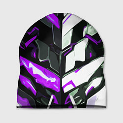 Шапка Хаотичная фиолетово-белая абстракция на чёрном фон