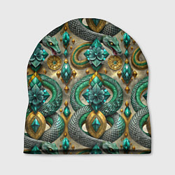 Шапка Паттерн зеленые темные змеи