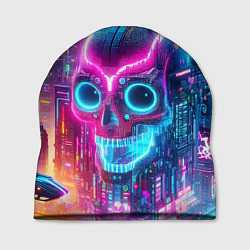 Шапка Neon skull in metropolis - future