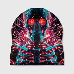 Шапка Neon cyber skull - ai art fantasy, цвет: 3D-принт